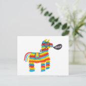 カラフルな水彩ロバのピニャータ ポストカード (スタンド正面)