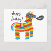 カラフルな水彩ロバのピñata HAPPY BIRTHDAY ポストカード (正面)