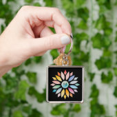 カラフルな水彩幾何学的な花の形 キーホルダー (手)