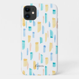 カラフルな水彩抽象ブラシストロークパターン iPhone 11 ケース