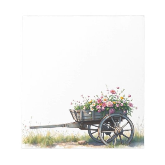 カラフルな水彩春の花フラワーノートパッド ノートパッド (正面)