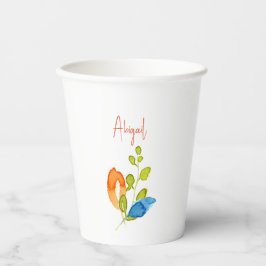 カラフルな水彩植物学パーソナライズシャワー 紙コップ