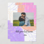 カラフルな水彩画でお名前のイメージを追加するテキスト 招待状 (正面/裏面)