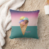カラフルな水彩画のアイスクリーム クッション (ブランケット)