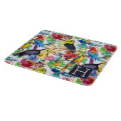 カラフルな水彩画のオウムは|あなたのイニシャルを加えます カッティングボード (角)