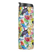 カラフルな水彩画のオウムは|あなたのイニシャルを加えます タンブラー (回転右)