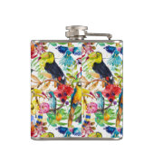 カラフルな水彩画のオウムは|あなたのイニシャルを加えます フラスク (裏面)
