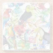 カラフルな水彩画のオウム2 ガラスコースター (裏面)