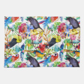 カラフルな水彩画のオウム キッチンタオル (横)