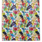 カラフルな水彩画のオウム シャワーカーテン (正面)