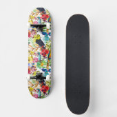 カラフルな水彩画のオウム スケートボード (正面)