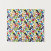 カラフルな水彩画のオウム タペストリー (正面(横))