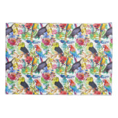 カラフルな水彩画のオウム 枕カバー (裏面-左)