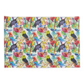 カラフルな水彩画のオウム 枕カバー (裏面-右)