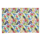 カラフルな水彩画のオウム 枕カバー (正面右)