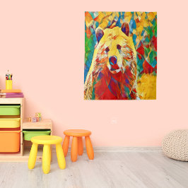 カラフルな水彩画のクマ タペストリー