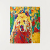 カラフルな水彩画のクマ タペストリー (正面)