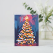 カラフルな水彩画のクリスマスツリー シーズンポストカード (スタンド正面)