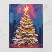 カラフルな水彩画のクリスマスツリー シーズンポストカード (正面)
