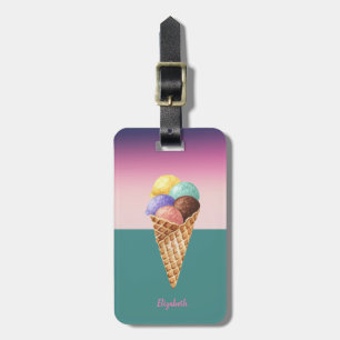 カラフルな水彩画のクールアイスクリーム ラゲッジタグ