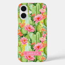 カラフルな水彩画のサボテンのカスタムデザイン iPhone 16ケース