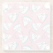 カラフルな水彩画のスイカ ガラスコースター (裏面)