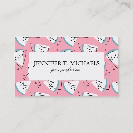 カラフルな水彩画のスイカ 名刺 (正面)