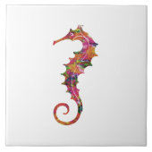 カラフルな水彩画のタツノオトシゴ タイル (正面)