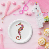 カラフルな水彩画のタツノオトシゴ ペーパープレート (パーティー)