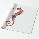 カラフルな水彩画のタツノオトシゴ ラッピングペーパー (アンロールド)