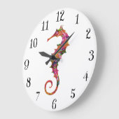 カラフルな水彩画のタツノオトシゴ ラージ壁時計 (傾斜)