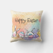 カラフルな水彩画のハッピーイースター|の装飾用クッション クッション (裏面)
