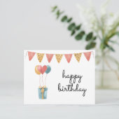 カラフルな水彩画のハッピーバースデー ポストカード (スタンド正面)