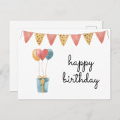 カラフルな水彩画のハッピーバースデー ポストカード (正面/裏面)