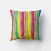 カラフルな水彩画のペンキブラシのパターン クッション (裏面)