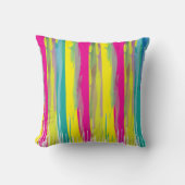 カラフルな水彩画のペンキブラシのパターン クッション (正面)