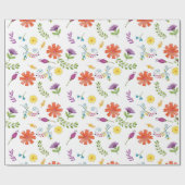 カラフルな水彩画のメキシコフィエスタの花 ラッピングペーパー (フラット)