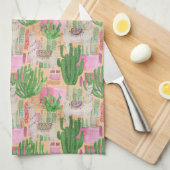 カラフルな水彩画のラマパターン キッチンタオル (四つ折り)