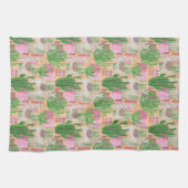 カラフルな水彩画のラマパターン キッチンタオル (横)