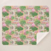 カラフルな水彩画のラマパターン シェルパブランケット (正面(横))