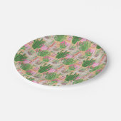 カラフルな水彩画のラマパターン ペーパープレート (アングル)