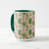 カラフルな水彩画のラマパターン マグカップ (正面左)