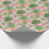 カラフルな水彩画のラマパターン ラッピングペーパー (角)