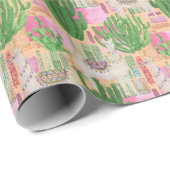 カラフルな水彩画のラマパターン ラッピングペーパー (ロールコーナー)