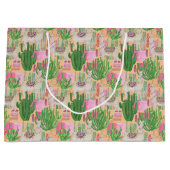 カラフルな水彩画のラマパターン ラージペーパーバッグ (正面)