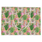 カラフルな水彩画のラマパターン ラージペーパーバッグ (裏面)