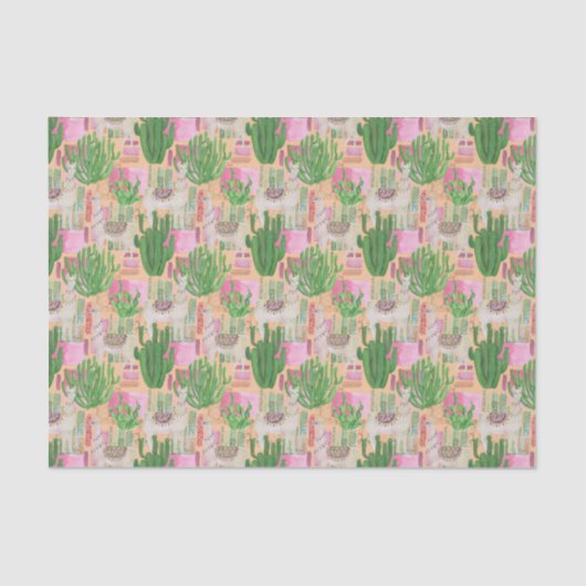 カラフルな水彩画のラマパターン 薄葉紙 (正面)