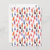 カラフルな水彩画のルピナスの花のパターン ポストカード (正面/裏面)