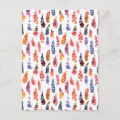 カラフルな水彩画のルピナスの花のパターン ポストカード (正面)