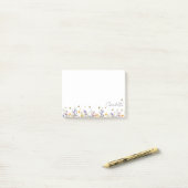 カラフルな水彩画のワイルドフラワーと蝶 ポストイット (デスク上)